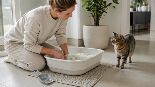 Gezondheidscheck in de kattenbak met kleurveranderende Pacha™ kattenbakvulling om urine van je kat dagelijks te monitoren