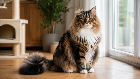 Pacha™ kattenbakvulling – Noorse Boskat portret met volle kraag, pluimstaart en krachtige Vikinguitstraling
