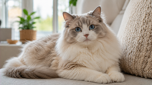 Pacha™ kattenbakvulling – Ragamuffin kat portret met grote ronde ogen en een zachte, konijnachtige vacht