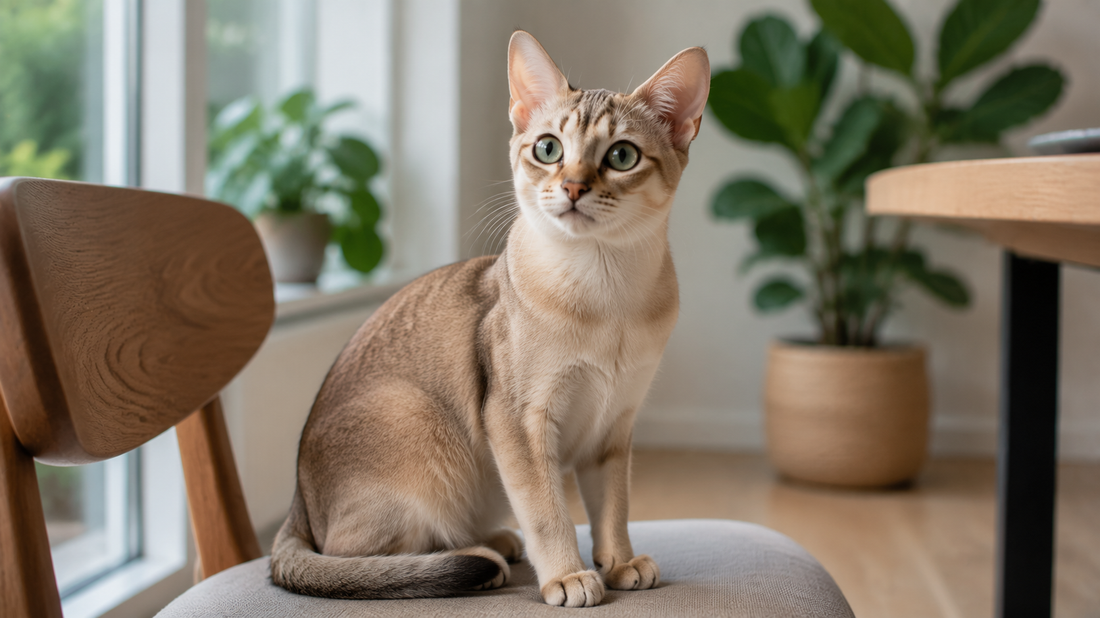 Pacha™ kattenbakvulling – Singapura kat met klein formaat, grote ogen en een fijne ticked vacht in warm sepia agouti