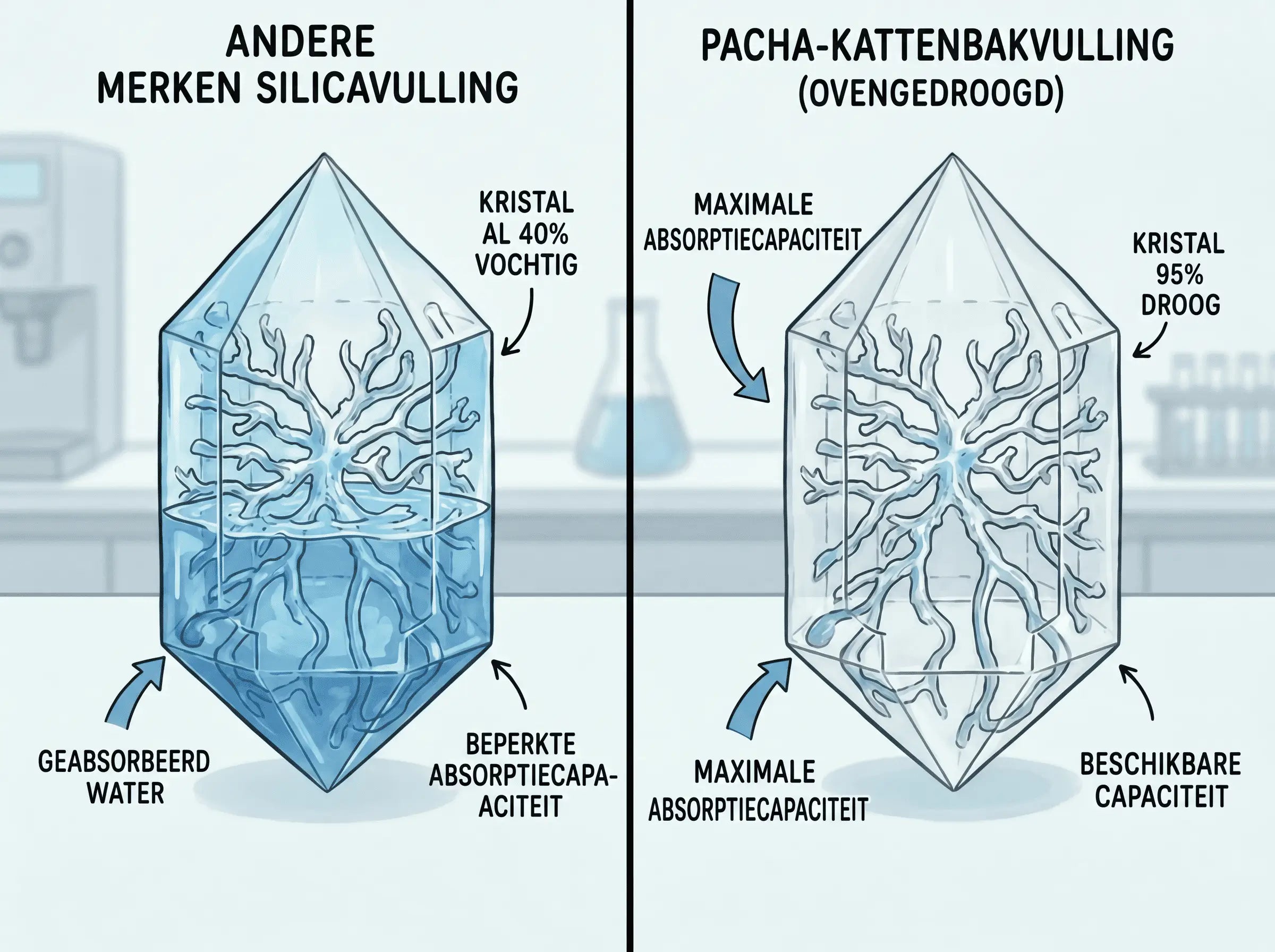 Ovengedroogd Pacha-kristal vs. concurrentkristal