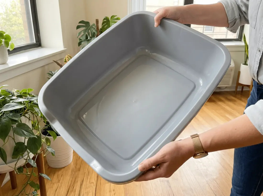 De bodem van de bak, perfect schoon na 30 dagen Pacha